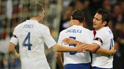 Frank Lampard, right, the England captain last night, scored the only goal in the win over Spain.