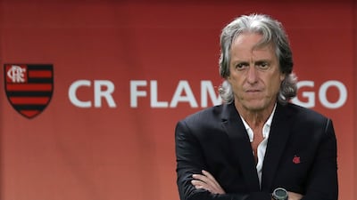 Flamengo coach Jorge Jesus on the touchline before the Club World Cup semi-final. AP
