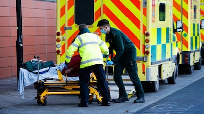 Paramedics wheel a patient into the emergency department of the Royal London Hospital in London, UK. The Delta variant more than doubles the risk of hospitalisation from Covid-19, a new study published in The Lancet says.