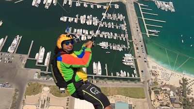 For the past two weeks residents of Dubai Marina have been witnessing people jumping from the tallest residential building in Dubai, Princess Tower. Courtesy Skydive Dubai