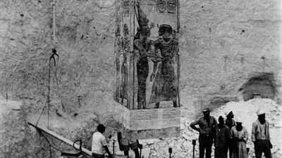 A large interior pillar is lifted by crane after it had been cut free during the massive international operation to save the ancient Abu Simbel temples from the waters of the man-made lake forming behind the Aswan high dam in Egypt. AP Photo