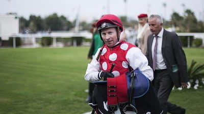 Jockey Tadhg O’Shea has 41 wins this season. Mona Al Marzooqi / The National