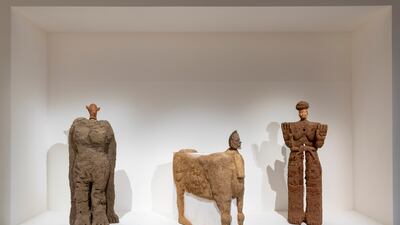 Lebanese artist Ali Cherri's 'Titans, 2022', resemble gods made from the earth itself. Photo: Roberto Marossi