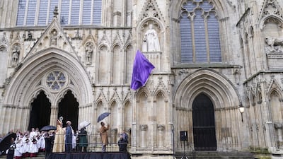 King Charles III unveils the statue. PA