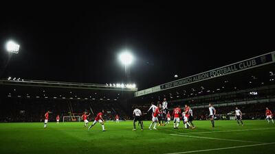 Manchester United attack the West Bromwich Albion goal from a free kick during the sides' 2-2 draw in the Premier League on Monday. Laurence Griffiths / Getty Images