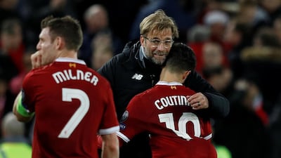 Liverpool manager Jurgen Klopp would have been pleased with Philippe Coutinho's performance after he scored a hat-trick. Phil Noble / Reuters