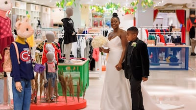 The Sains family's special day also included a piano lesson on the giant FAO Schwarz piano in the store’s toy department.