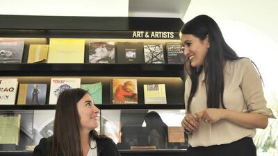 Finalists for the Philadelphia Creativity for a Cause Campaign met their mentors at The Archive in Safa Park in Dubai last month. Mentor Saher Shaikh, right, guides Denisa Fainis. Charles Crowell / The National