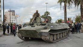 Syrian Security forces deployed after clashes erupted during a protest in the coastal city of Latakia. EPA