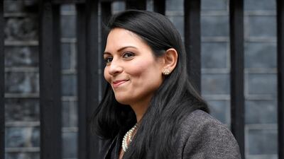 Home Secretary Priti Patel arrives at Downing Street in London. Reuters