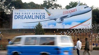 Ethiopian Airlines will be the first African airline to fly the new Boeing Dreamliner, which it expects to receive early next year. Simon Mainab / AFP