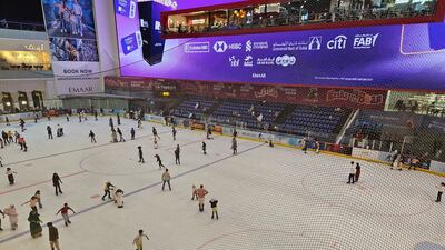 People skating at the Dubai ice rink