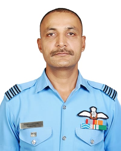 Wing Commander Namansh Syal, the Indian pilot who was killed in the plane crash at Dubai Airshow. Photo: Indian Air Force