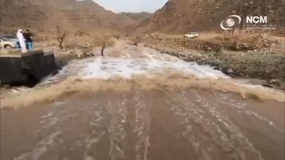 The rains led to overflowing wadis. All photographs courtesy National Centre of Meteorology