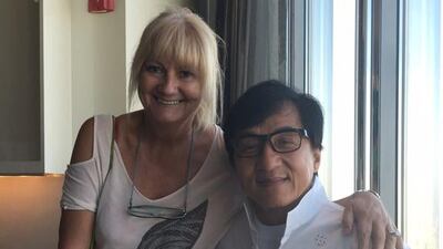 Maxine De Vere, a line producer for Kung Fu Yoga in Dubai, with Jackie Chan. Courtesy Maxine De Vere
