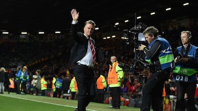 Manchester United manager Louis van gaal shown after his team's Champions League win over Wolfsburg on Wednesday night. Paul Ellis / AFP / September 30, 2015