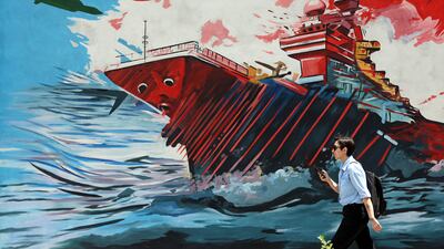 An anti-US and Israel mural in a street in Tehran, Iran. EPA