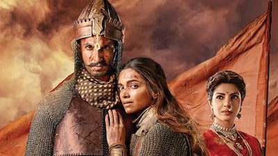 Bajirao Mastani is a period drama about the Maratha warrior Bajirao. Starring Ranveer Singh as Bajirao, Deepika Padukone as Mastani, his second wife, and Priyanka Chopra as Kashibai, his first wife. Courtesy of Medianet