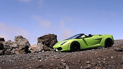 Only the huge rock forms of a volcanic island can make the Lamborghini Gallardo Spyder look small. Don't be fooled though, this is a car of epic proportions.