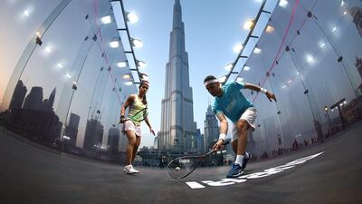 Men's world No 1 Mohamed Elshorbagy, right, and women's world No 5 Nicol David, left, are set to be the star attractions at the PSA Dubai World Series Finals. Warren Little / Getty Images