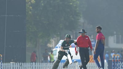 Jishan Alam of Bangladesh runs between the wickets on his way to a score of 42 against the UAE.
