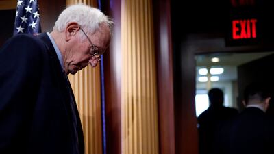 Senator Bernie Sanders leaves a media conference on restricting arms sales to Israel, on November 19. Getty Images / AFP