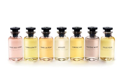 The seven new fragrances by Louis Vuitton. Courtesy Louis Vuitton.