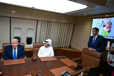 US Secretary of State Marco Rubio, who had been visiting Israel, arrived in Qatar on Saturday and joined the meeting with Mr Trump and the Emir. AFP