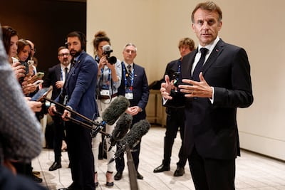 French President Emmanuel Macron has travelled to the Gulf to secure energy shipments. REUTERS