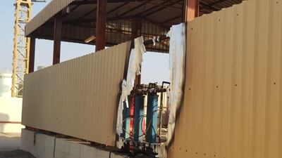 A gas cylinder explodes in a factory in Ajman on Friday. Courtesy Ajman Civil Defence