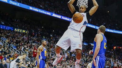 Atlanta Hawks centre Al Horford slams home a dunk on Friday night in his team's NBA win over the Golden State Warriors. Erik S Lesser / EPA / February 6, 2015