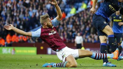 Centre-back: Nathan Baker, Aston Villa. Defended superbly in a great rearguard action against Manchester City, though it was not enough to earn Villa a point. (Photo: Darren Staples / Reuters)