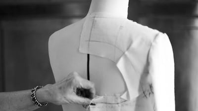 A behind the scenes look at the making of the outfit. Courtesy Karl Lagerfeld