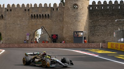 Mercedes driver Lewis Hamilton in Baku. AP