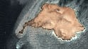A satellite image of the damaged vessel Caroline Bezengi and an oil slick off the coast of Oman. Reuters