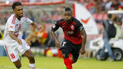 Action from Al Ahli v Sharjah at Rashid Stadium in Dubai on Thursday night. (HASSAN AL RAISI/ AL ITTIHAD)