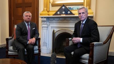 Mr McCarthy speaks with King Abdullah at the Capitol. AP