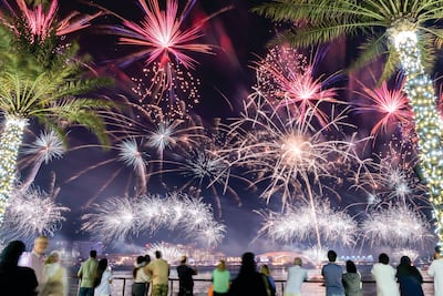 Eid Al Fitr fireworks at Yas Bay Waterfront in Abu Dhabi. Victor Besa / The National