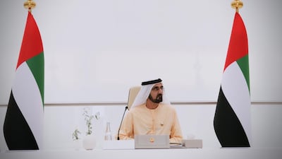 Sheikh Mohammed bin Rashid, Prime Minister and Ruler of Dubai, leads a Cabinet meeting at Expo 2020 Dubai. All Photos: Twitter