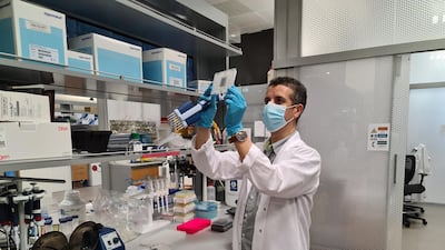 A new saliva swab tested by biology professor Youssef Idaghdour at New York University Abu Dhabi could be a more reliable and cheaper alternative to PCR testing for Covid-19. Courtesy: NYUAD