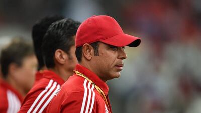 UAE manager Mahdi Ali Hassan looks on during the World Cup qualifier against Thailand in Abu Dhabi on Thursday night. Tom Dulat / Getty Images / October 6, 2016