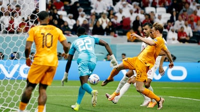 Frenkie de Jong scores Netherlands' second goal. Reuters