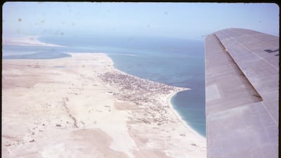 An aerial shot of Abu Dhabi from the early 1960s. Oil had been discovered in 1958 and the town was already expanding. Photo: David Riley