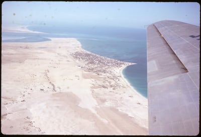 An aerial shot of Abu Dhabi from the early 1960s when Graham Burton served as political agent. Photo: David Riley