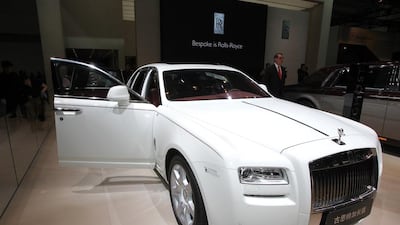 A Rolls Royce Ghost extended wheelbase car on display during Auto China 2014 in Beijing, on April 20. AFP