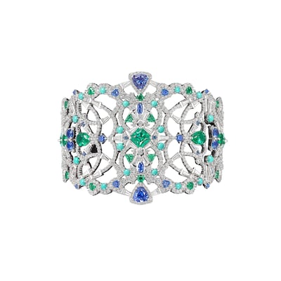Anabela Chan Emerald and Sapphire Dentelle Bangle. Photo: Anabela Chan