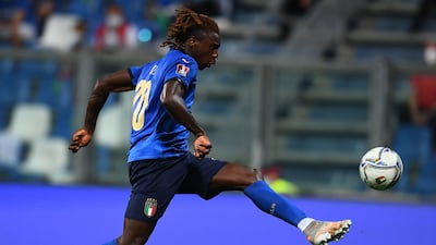 Moise Kean of Italy scores against Lithuania at Mapei Stadium. Getty