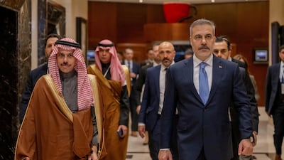 Turkish Foreign Minister Hakan Fidan and Saudi Foreign Minister Prince Faisal bin Farhan in Ankara. Reuters