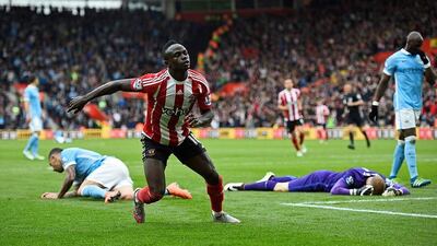 Sadio Mane celebrates after scoring the the fourth goal for Southampton and completing his hat trick. Reuters / Dylan Martinez
