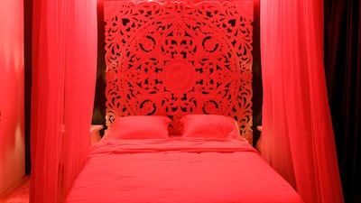 The bedroom is inspired by Club Boudoir, a popular Dubai nightclub where Aswad spent lots of time years ago